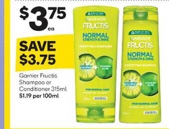 Woolworths Garnier fructis shampoo or conditioner offer