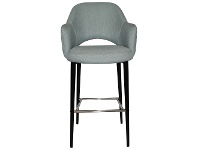 LivingStyles Albury Commercial Grade Gravity Fabric Bar Stool with Arm, Metal Leg, Cloud / Black offer