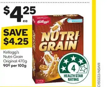 Woolworths Kellogg's nutri-grain original offer