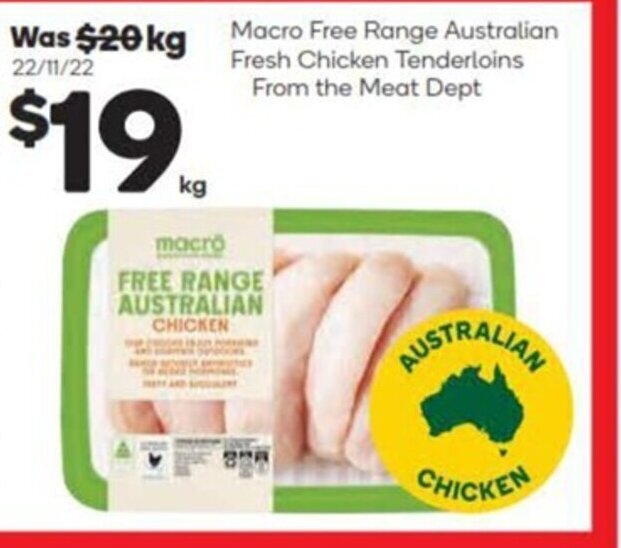 Macro Free Range Australian Fresh Chicken Tenderloins offer at Woolworths