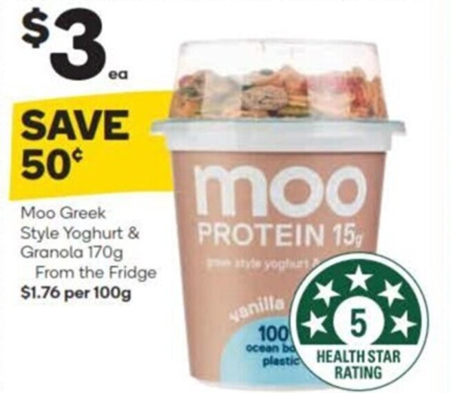 Moo Greek Style Yogurt & Granola 170g offer at Woolworths