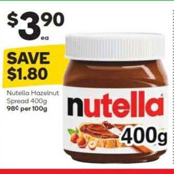 Woolworths Nutella Hazelnut Spread 400g offer