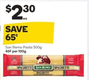 Woolworths San Remo Pasta 500g offer