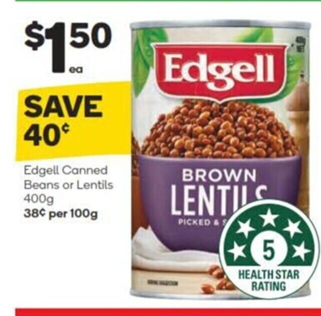 Edgell Canned Beans Or Lentils 400g offer at Woolworths