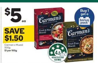 Woolworths Carman's Muesli 500g offer