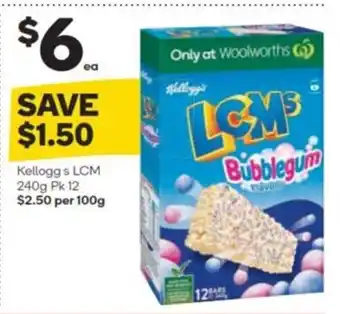 Woolworths Kellogg's LCM 240g Pk 12 offer