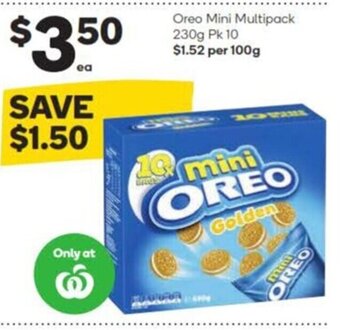 Woolworths Oreo Mini Multipack 230g Pk 10 offer