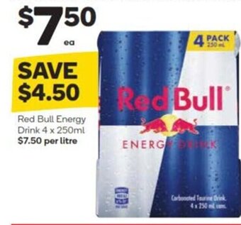 Woolworths Red Bull Energy Drink 4x250ml offer