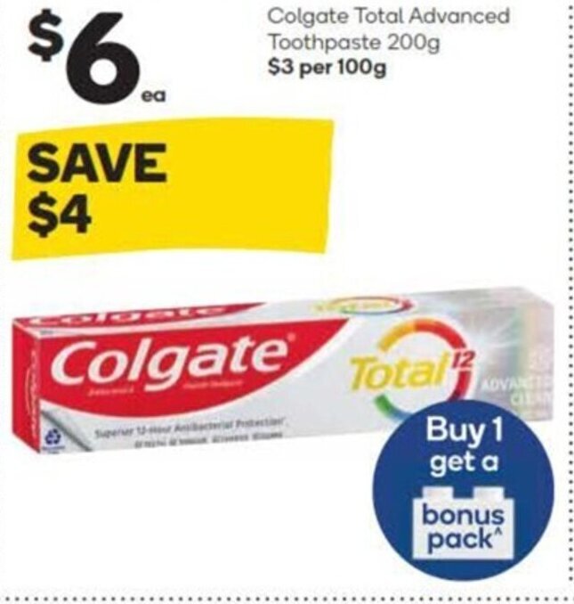Colgate Total Advanced Toothpaste 200g offer at Woolworths