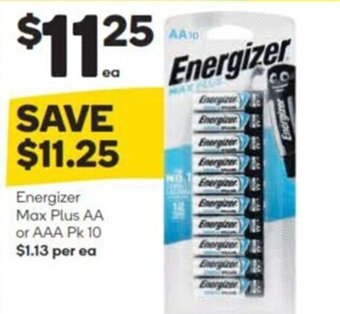 Woolworths Energizer Max Plus AA or AAA pk 10 offer