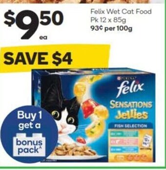 Woolworths Felix Wet Cat Food pk 12 x 85g offer