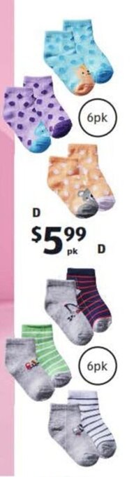 ALDI Infant Socks 6pk offer