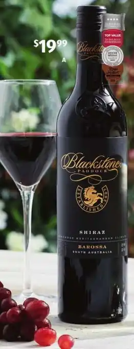 ALDI Blackstone Paddock Barossa Valley Shiraz 2020 750ml offer