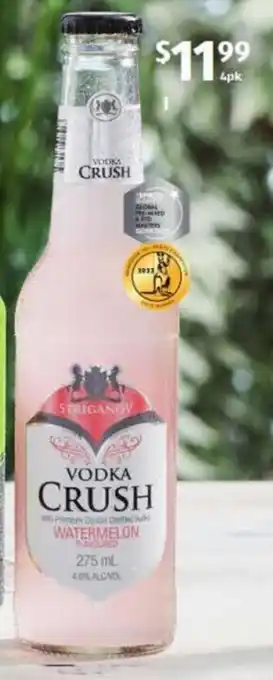 ALDI Stringanov Watermelon Vodka Crush 4x275ml offer