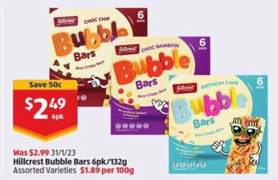 Hillcrest Bubble Bars 6pk/132g offer at ALDI