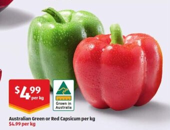 ALDI Australian Green or Red Capsicum per kg offer