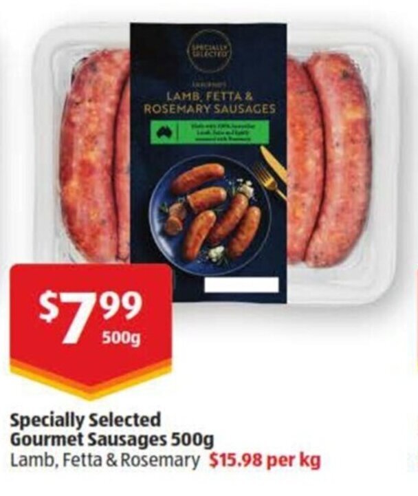 Specialty Selected Gourmet Sausages 500g offer at ALDI