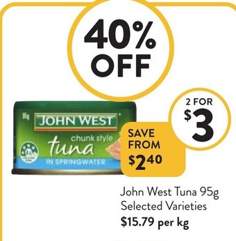 Foodworks John West Tuna 95g offer