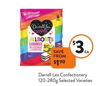 Foodworks Darrell Lea Confectionery 120-280g offer