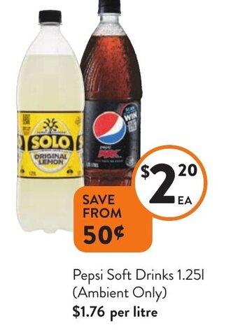 Foodworks Pepsi Soft Drinks 1.25L offer