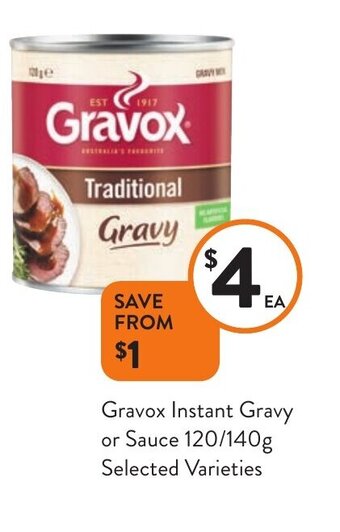 Foodworks Gravox Instant Gravy or Sauce 120/140g offer