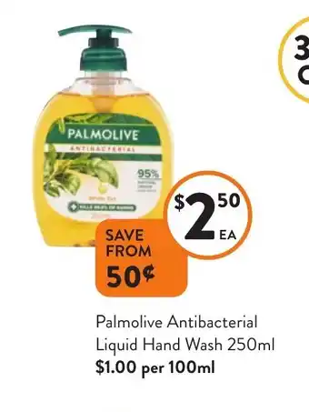 Foodworks Palmolive Antibacterial Liquid Hand Wash 250ml offer