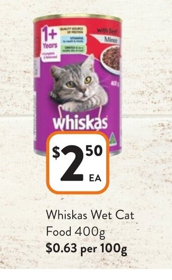 Foodworks Whiskas Wet Cat Food 400g offer
