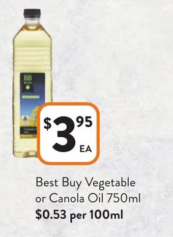 Foodworks Best Buy Vegetable or Canola Oil 750ml offer