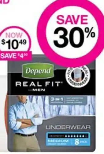 Depend Real Fit Men Underwear Medium 8 Pack