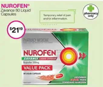 Priceline Nurofen Zavance /Liquid Capsules 80 Liquid Capsules Value Pack offer