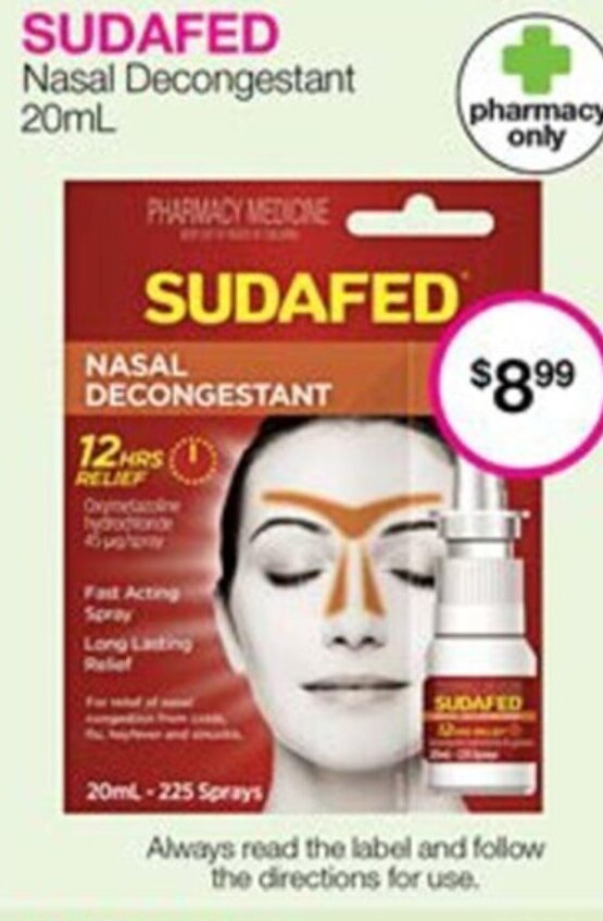 Sudafed Nasal Decongestant 20ml offer at Priceline