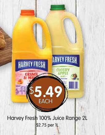 Harvey fresh 100% juice range