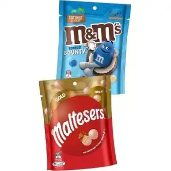 BIG W M&ms or maltesers mars assorted bitesize bags 130g-180g offer