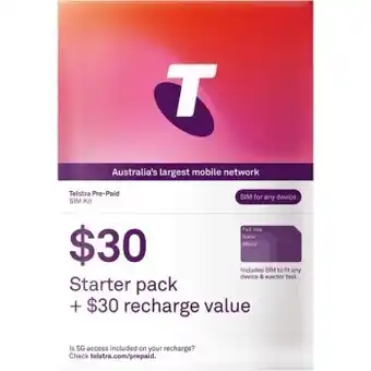 BIG W Telstra $30 sim kit prepaid 2018^ offer