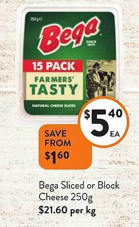 Foodworks Bega sliced or block cheese offer