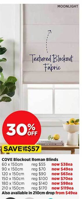 Spotlight Cove blockout roman blinds offer