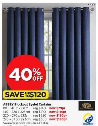 Spotlight Abbey blockout eyelet curtains offer