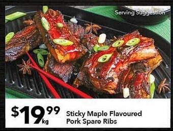 Sticky maple flavoured pork spare ribs