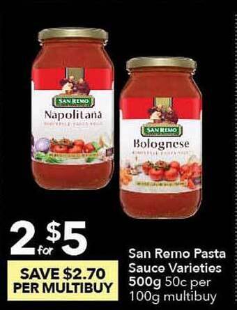 Ritchies San remo pasta sauce offer