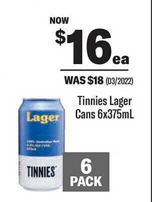 Liquorland Tinnies lager cans offer