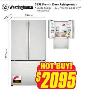 The Good Guys Westinghouse 565l french door refrigerator offer