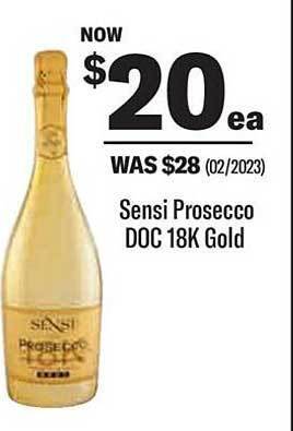 Liquorland Sensi prosecco doc 18k gold offer