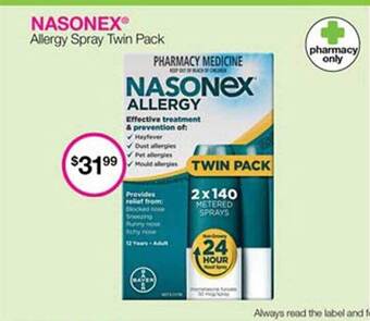 Priceline Nasonex allergy spray twin pack offer