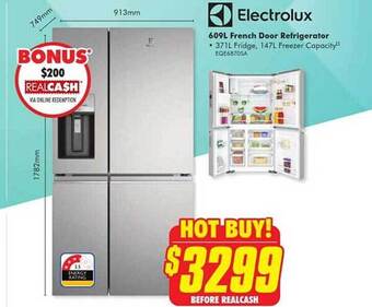 The Good Guys Electrolux 609l french door refrigerator offer