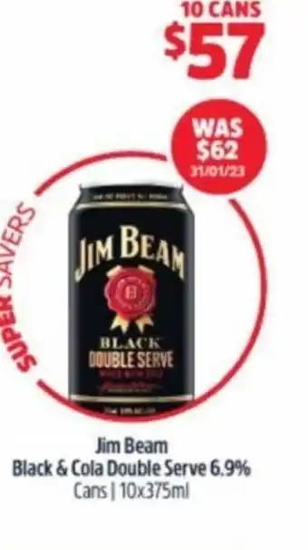 BWS Jim Beam Black & Cola Double Serve 6.9% offer