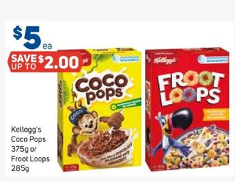 Foodland Kellogg's Coco Pops 375g or Froot Loops 285g. offer
