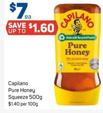 Foodland Capilano Pure Honey Squeeze 500g offer