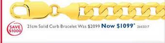 Prouds 21cm solid curb bracelet offer