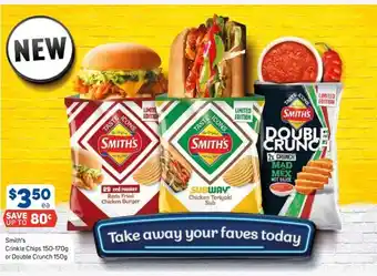 Foodland Smith's Crinkle Chips 150-170g. or Doble Crunch 150g offer