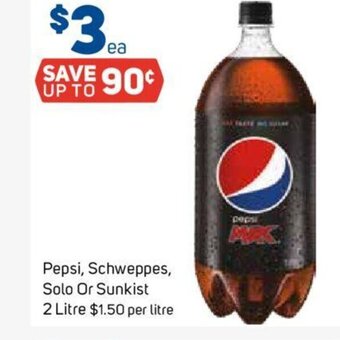 Foodland Pepsi,Schweppes, Solo or Sunkist 2 Litre offer